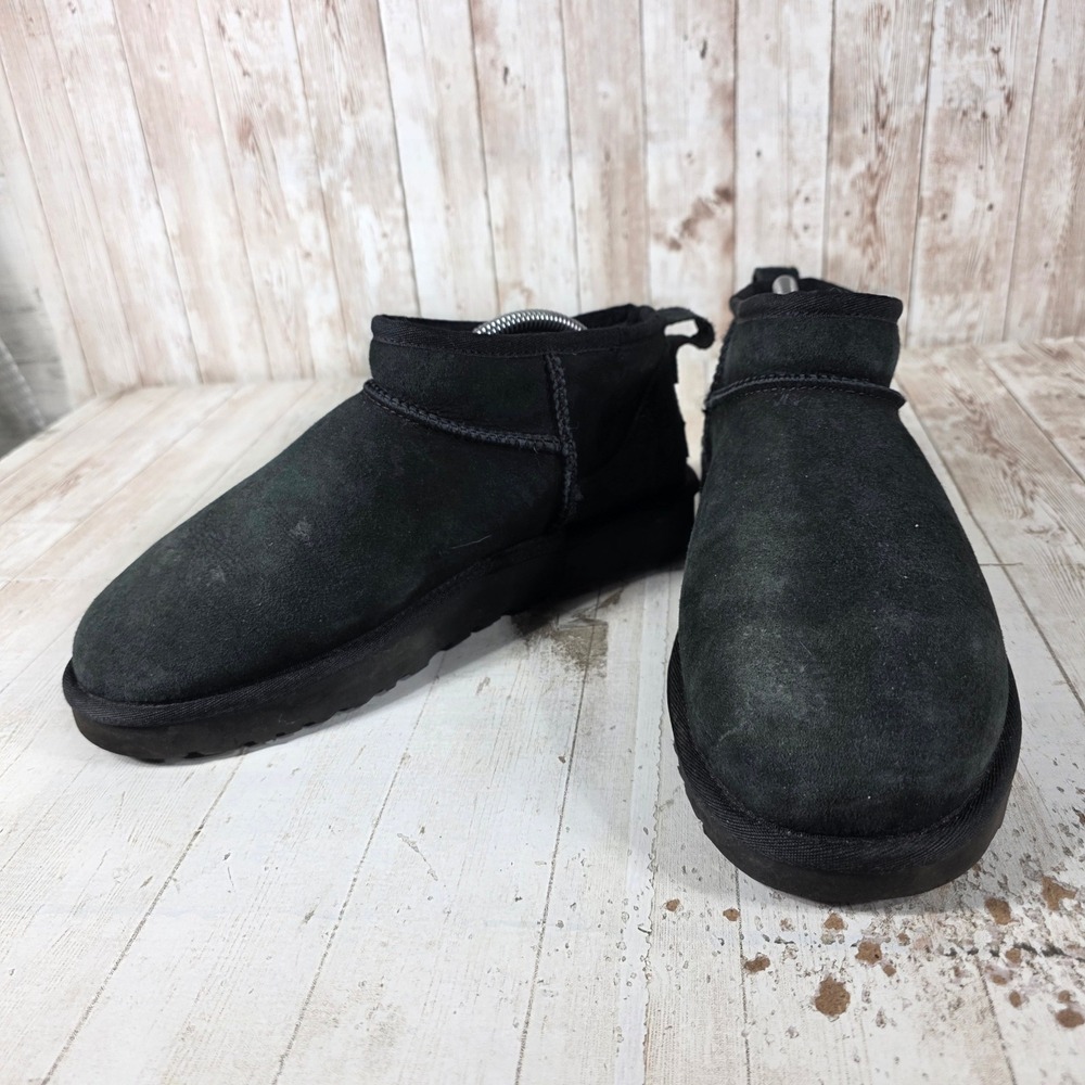 UGG Classic Ultra Mini Black Suede Ankle Boots 1116109 Womens 9 - Picture 7 of 8